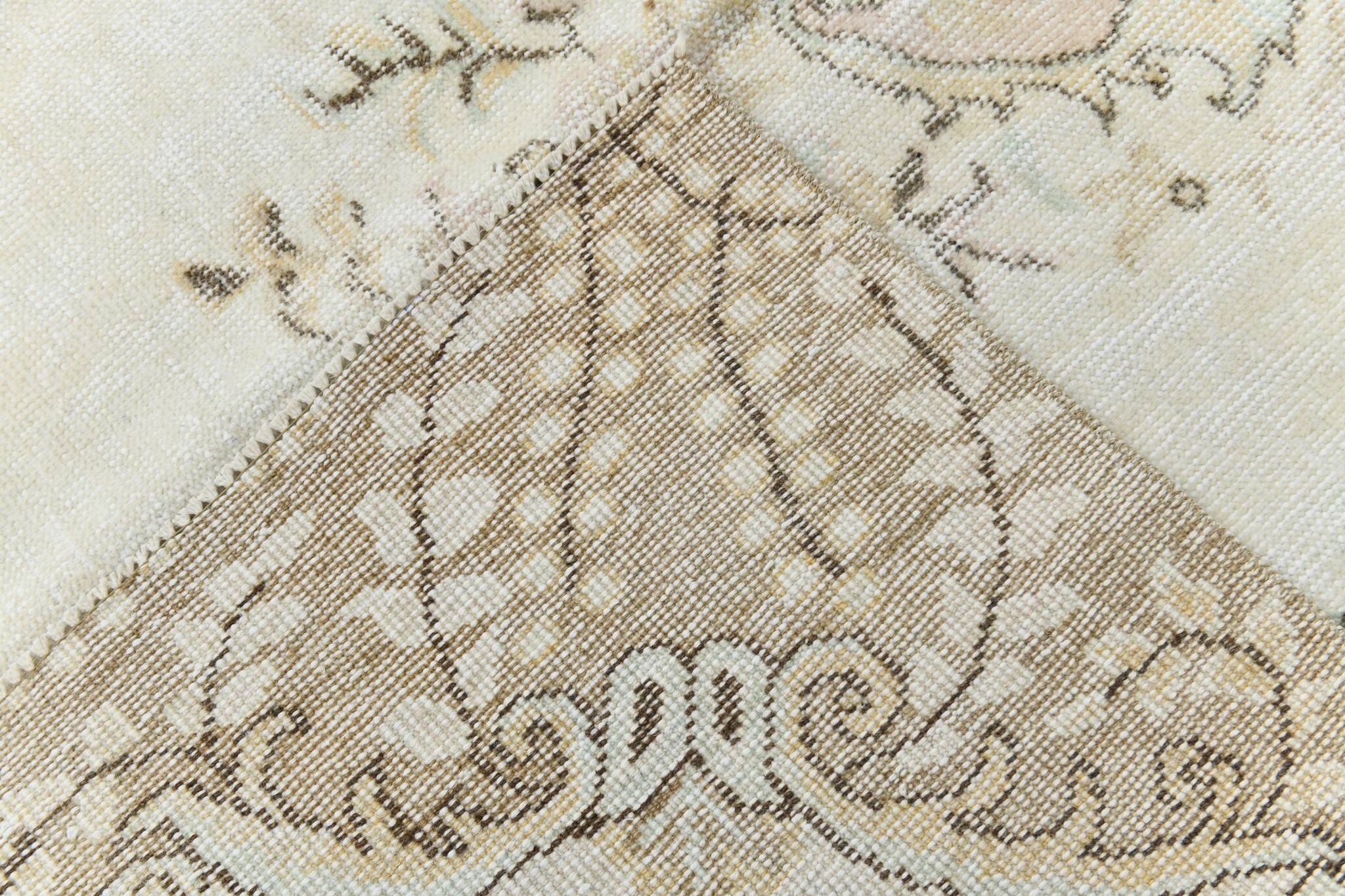 291x172 Vintage Turkish Rug, Pastel Pink Green Brown Rug, Turkish Carpet