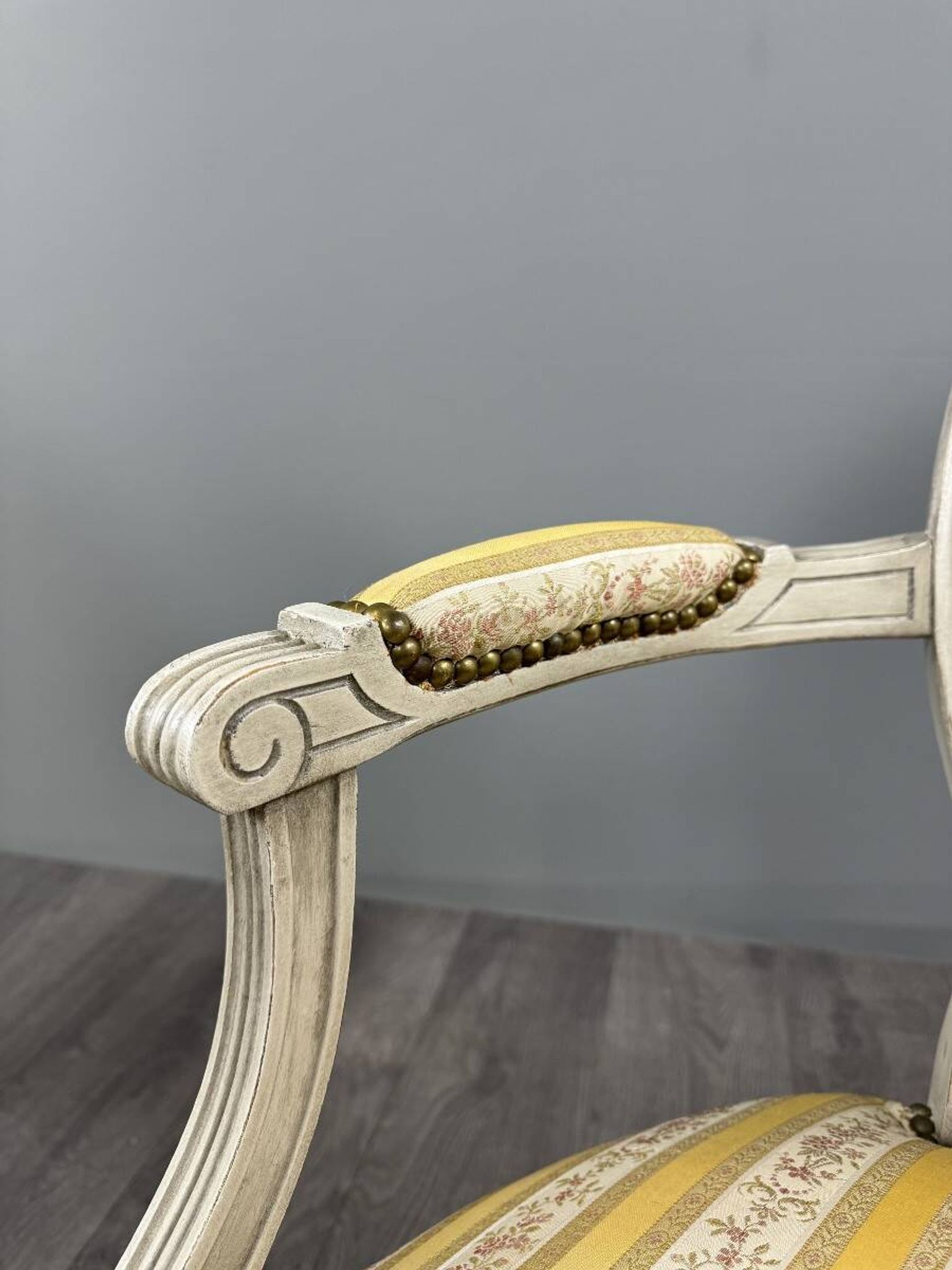 Pair of Medallion Armchairs in Louis XVI Style with Footrests, 20th Century