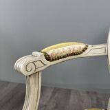 Pair of Medallion Armchairs in Louis XVI Style with Footrests, 20th Century