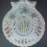 Limoges, large gold and gadroon scallop shell, empty pocket, salad bowl, compotier
