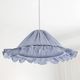 Suspension Emilia, pleated lampshade with frills, blue stripes.