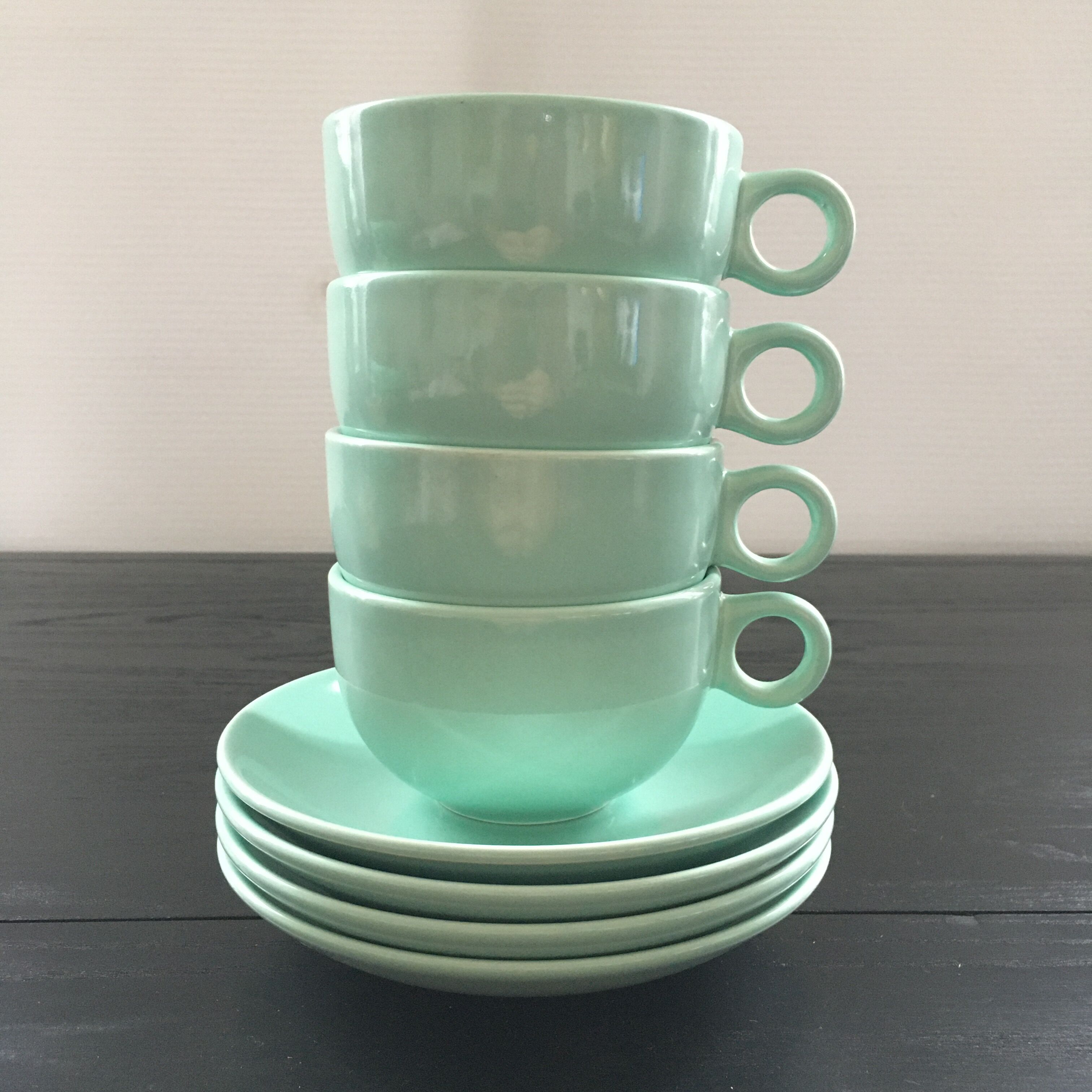 Set of 4 almond green cups