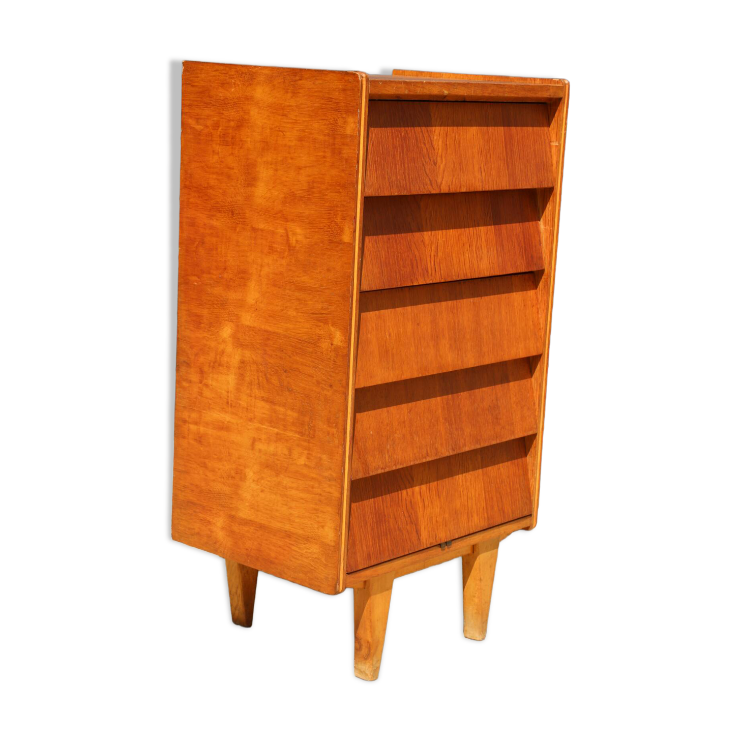 Dark chest of drawers with 5 drawers from the 1950s