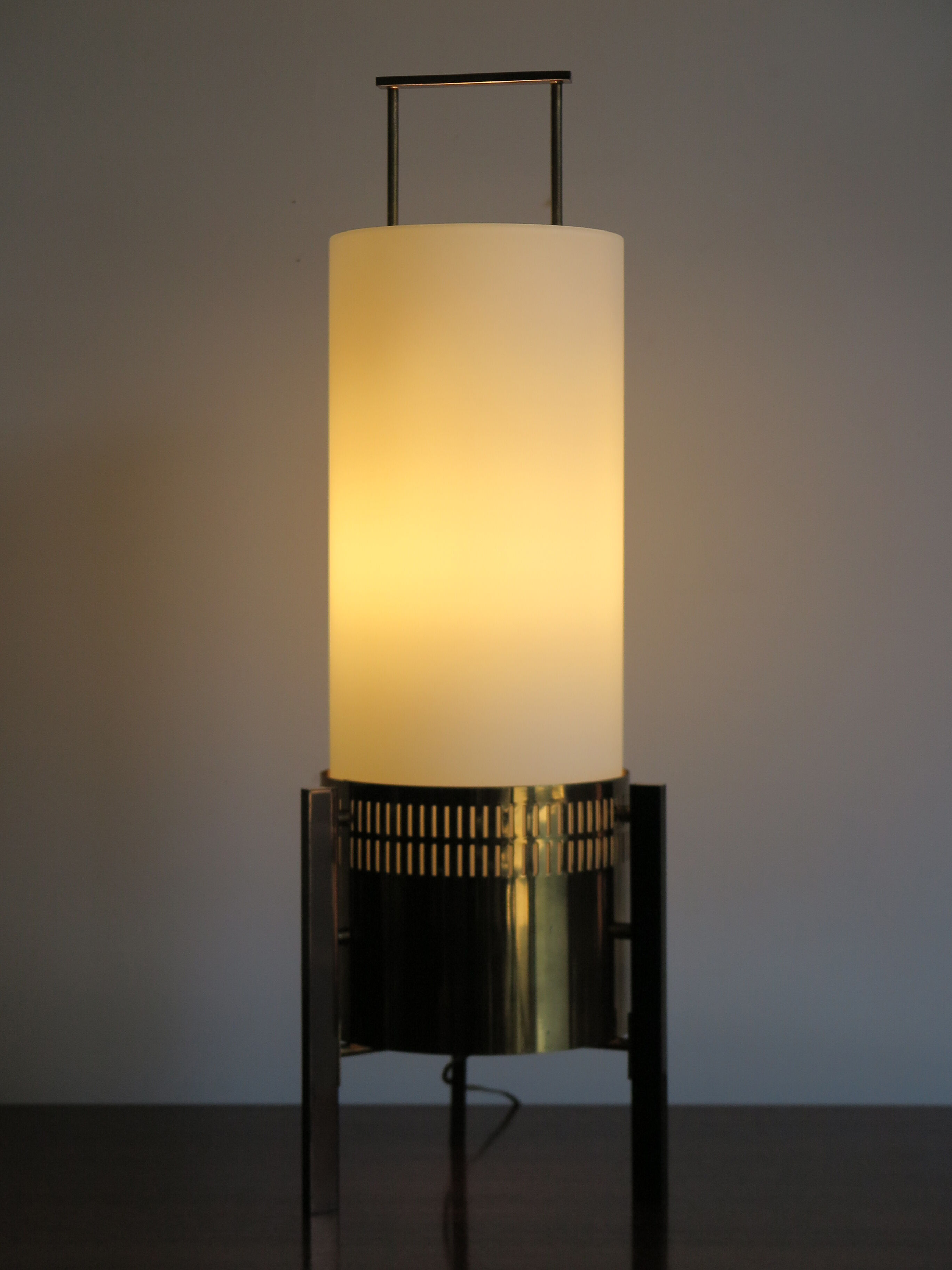 Stilnovo Italian brass glass table lamp 1950s