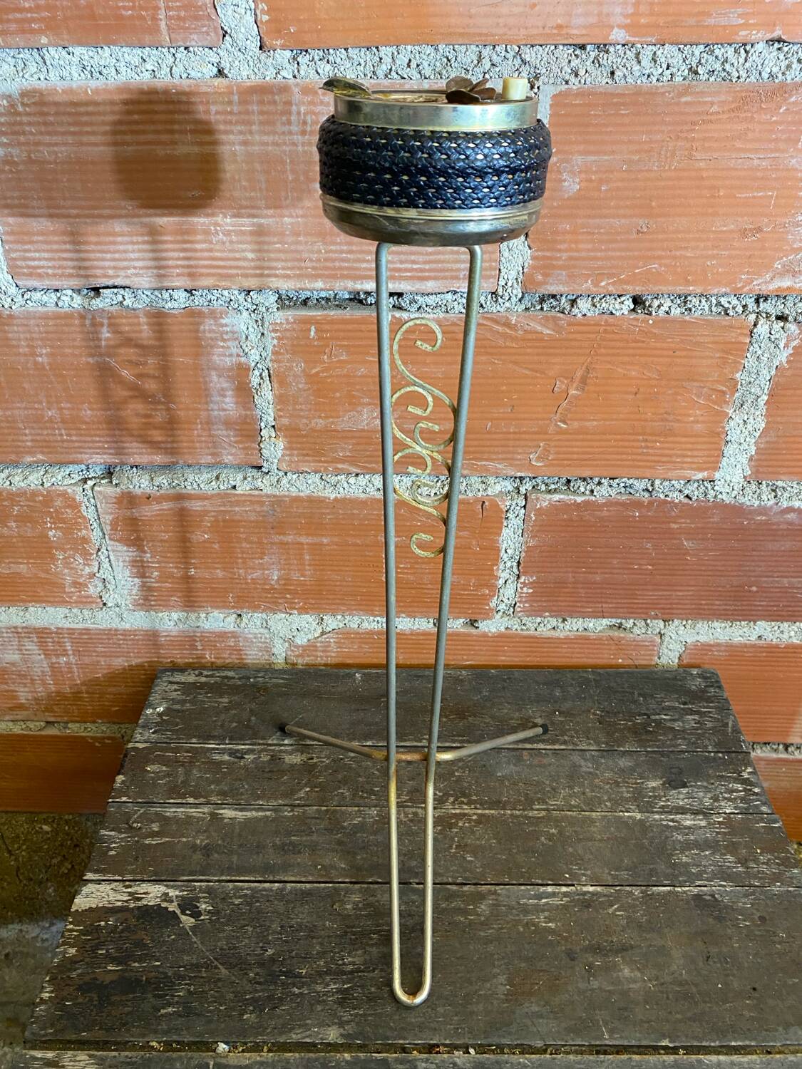 Tripod Metal Gold Ashtray + Vintage Push Ashtray