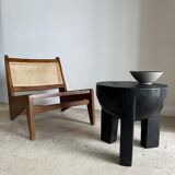 Monoxyl sofa end in black mango tree tripod half-sphere tray h:45 d:44