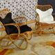Pair of armchairs vintage rattan with skins