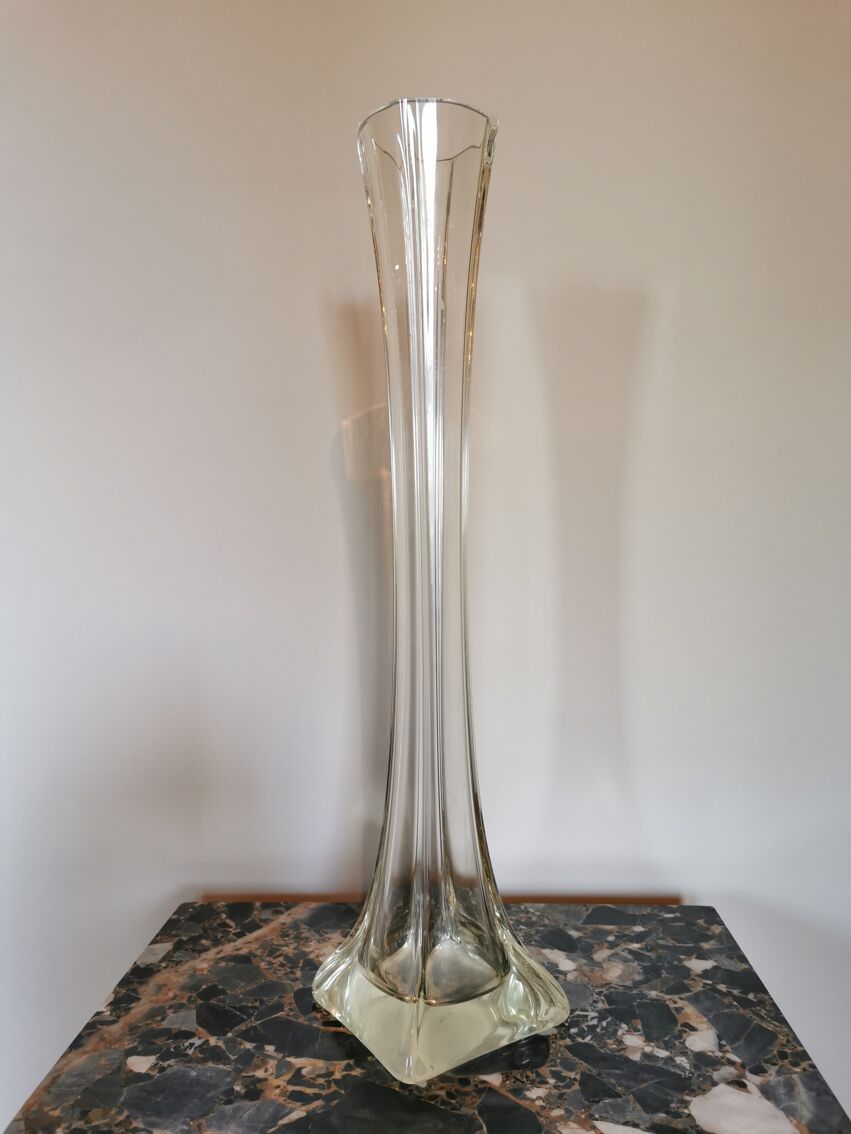 Vase soliflore art déco en verre transparent | Selency