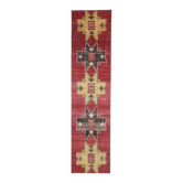 Tapis couloir turc Oushak vintage fait à la main en laine et coton rouge