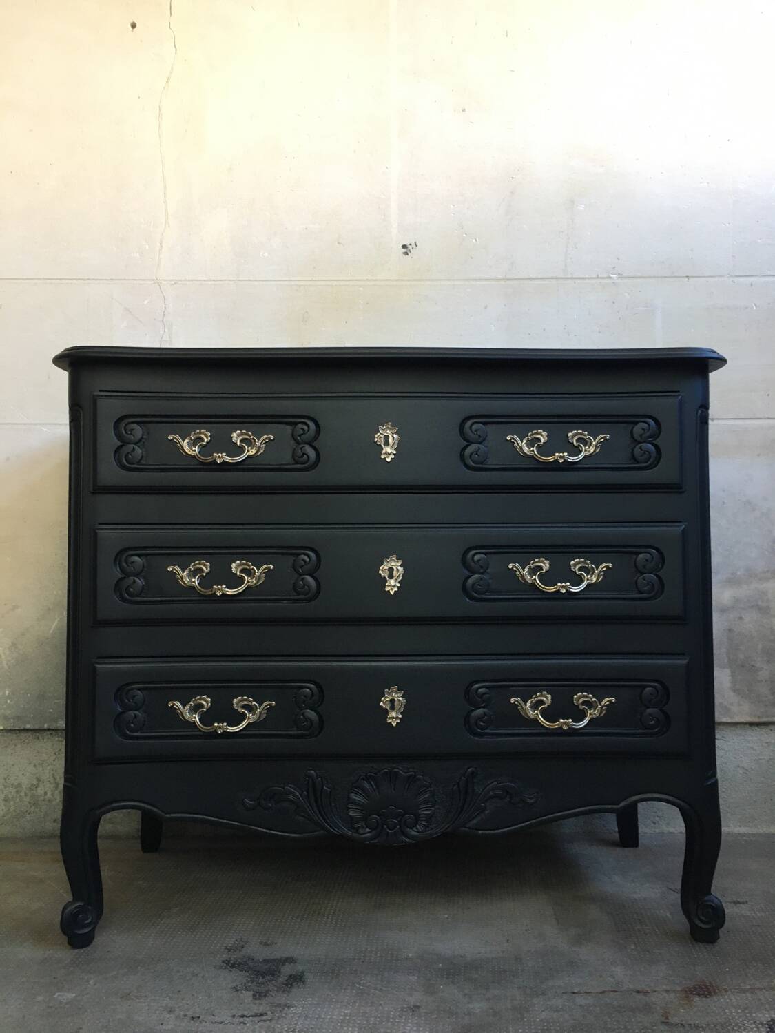 Revamped vintage black chest of drawers