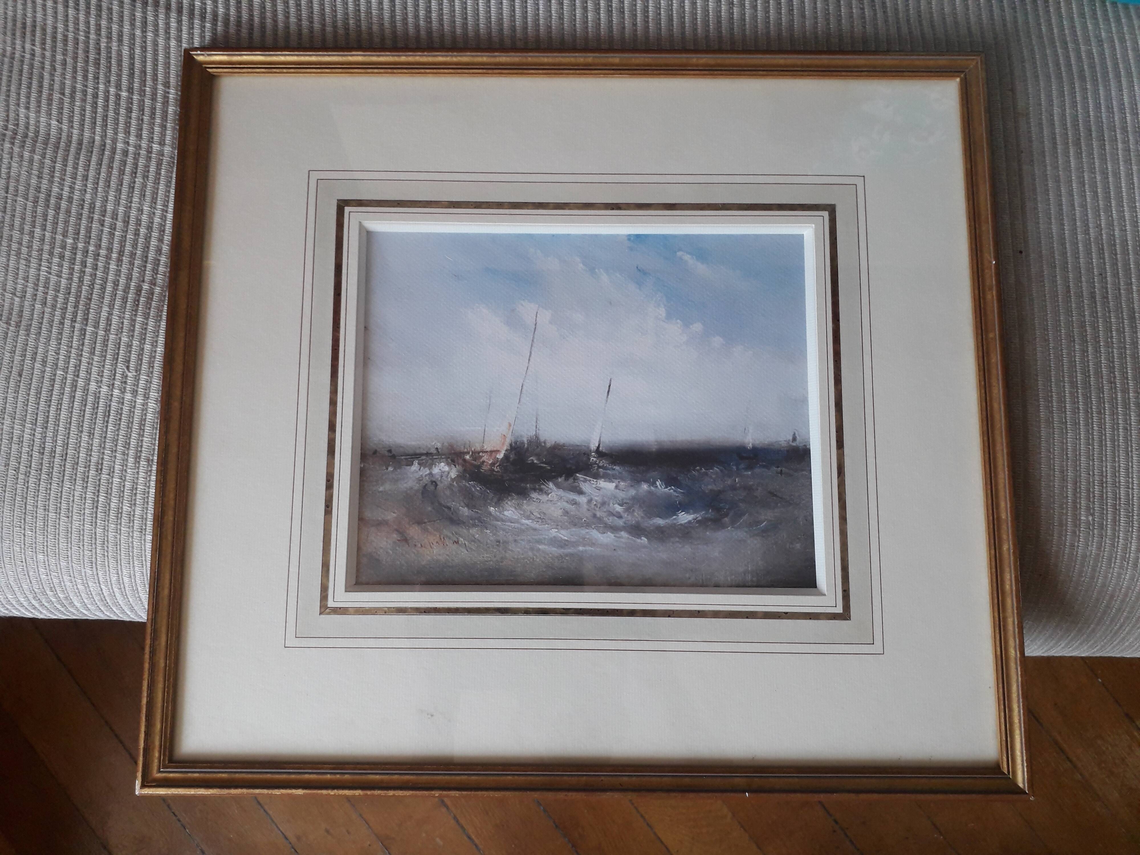 Ancient painting depicting a seascape.