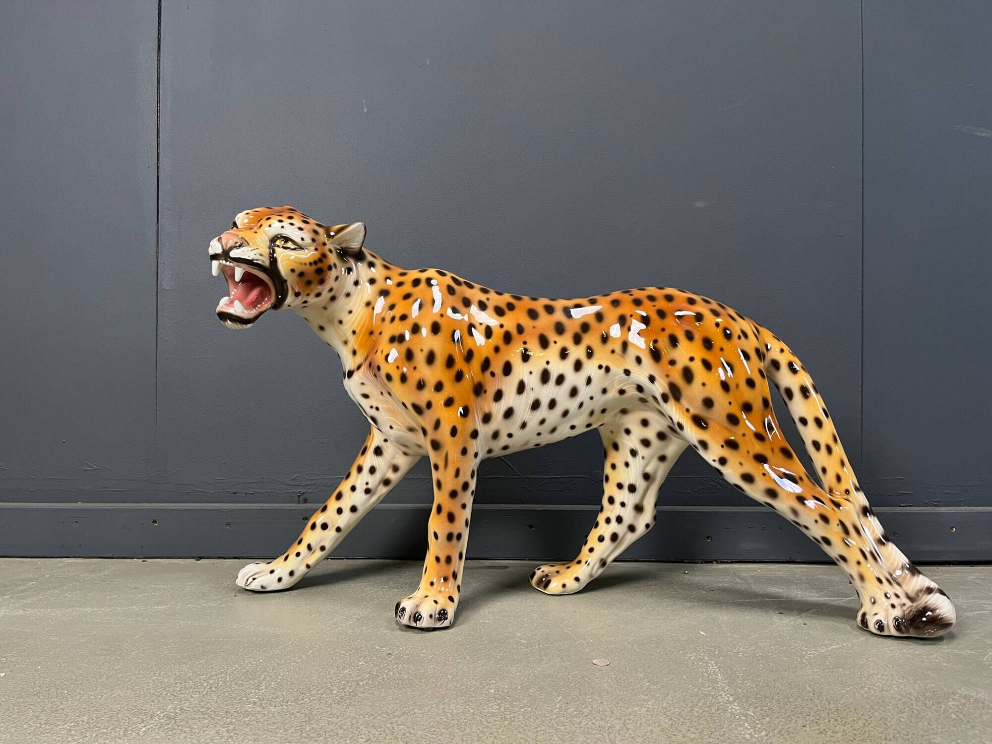 Large Italian ceramic leopard statue, 1960s