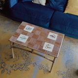 70s rattan coffee table