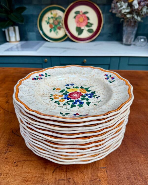 Série de 12 assiettes plates Longchamp Mistral