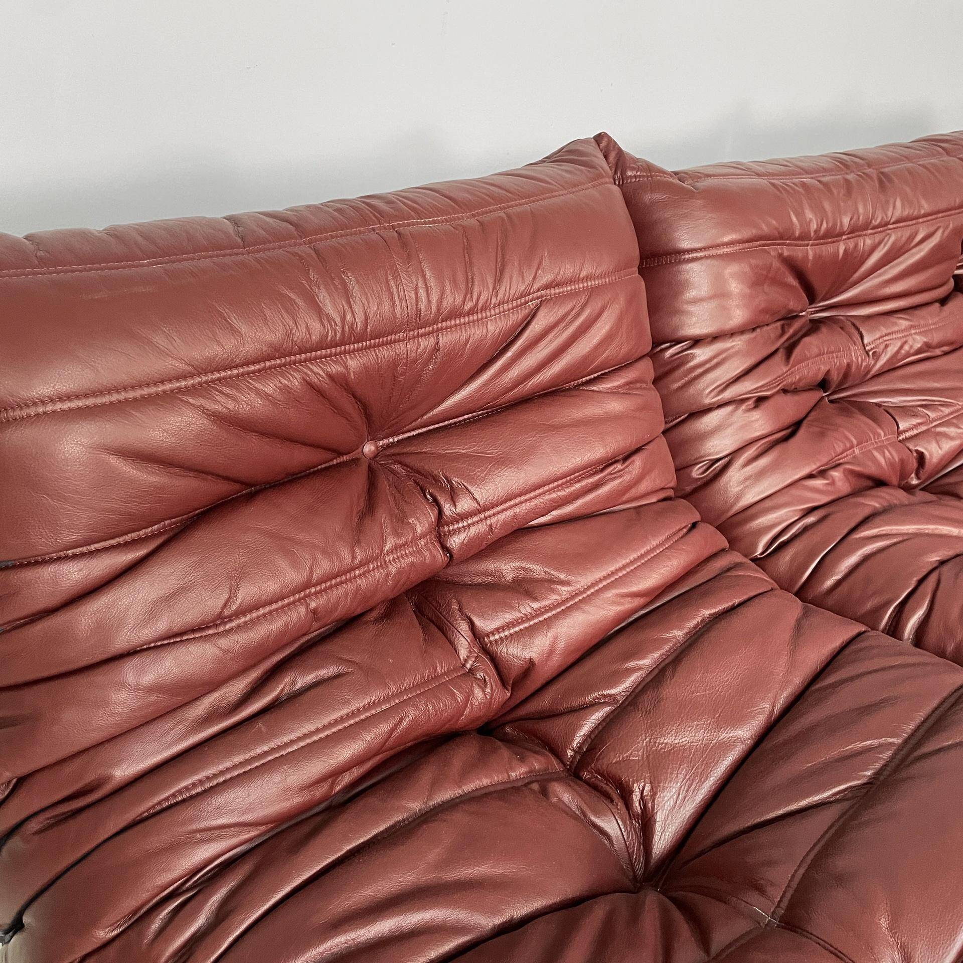 Modern French Togo leather sofa