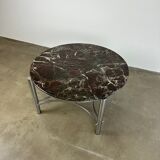 Coffee table with marble top and chrome base