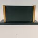 Art Deco letter holder in green leather and golden brass