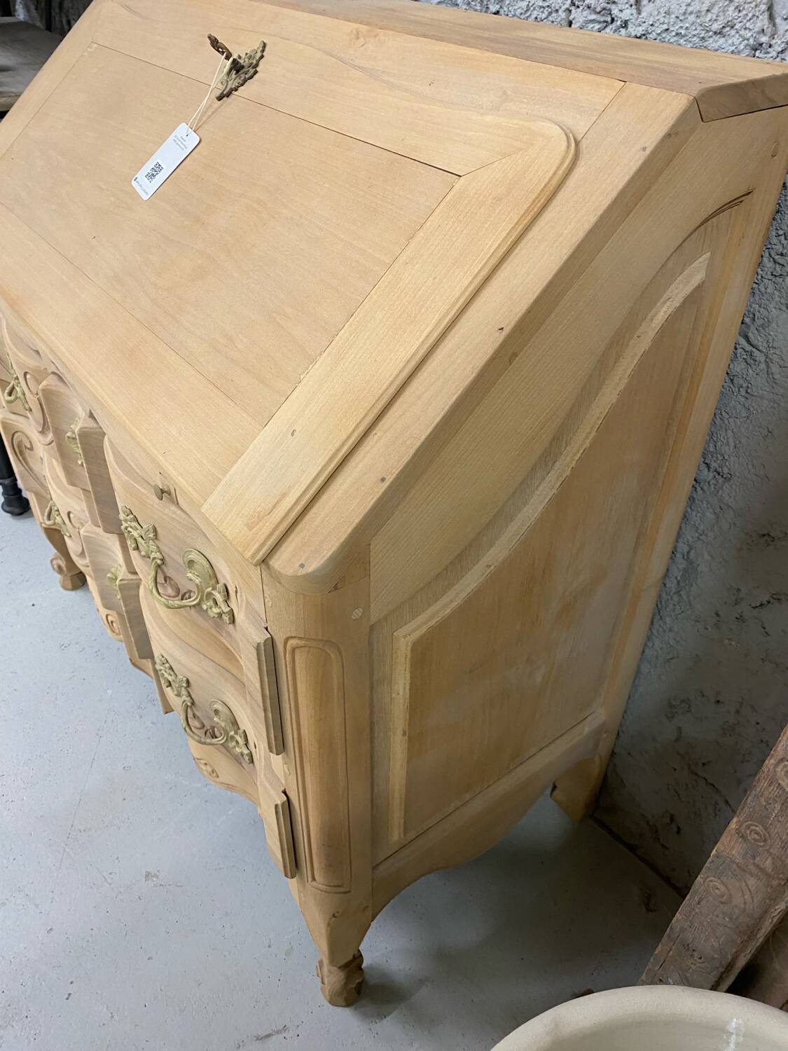 Louis XV secretary in raw wood