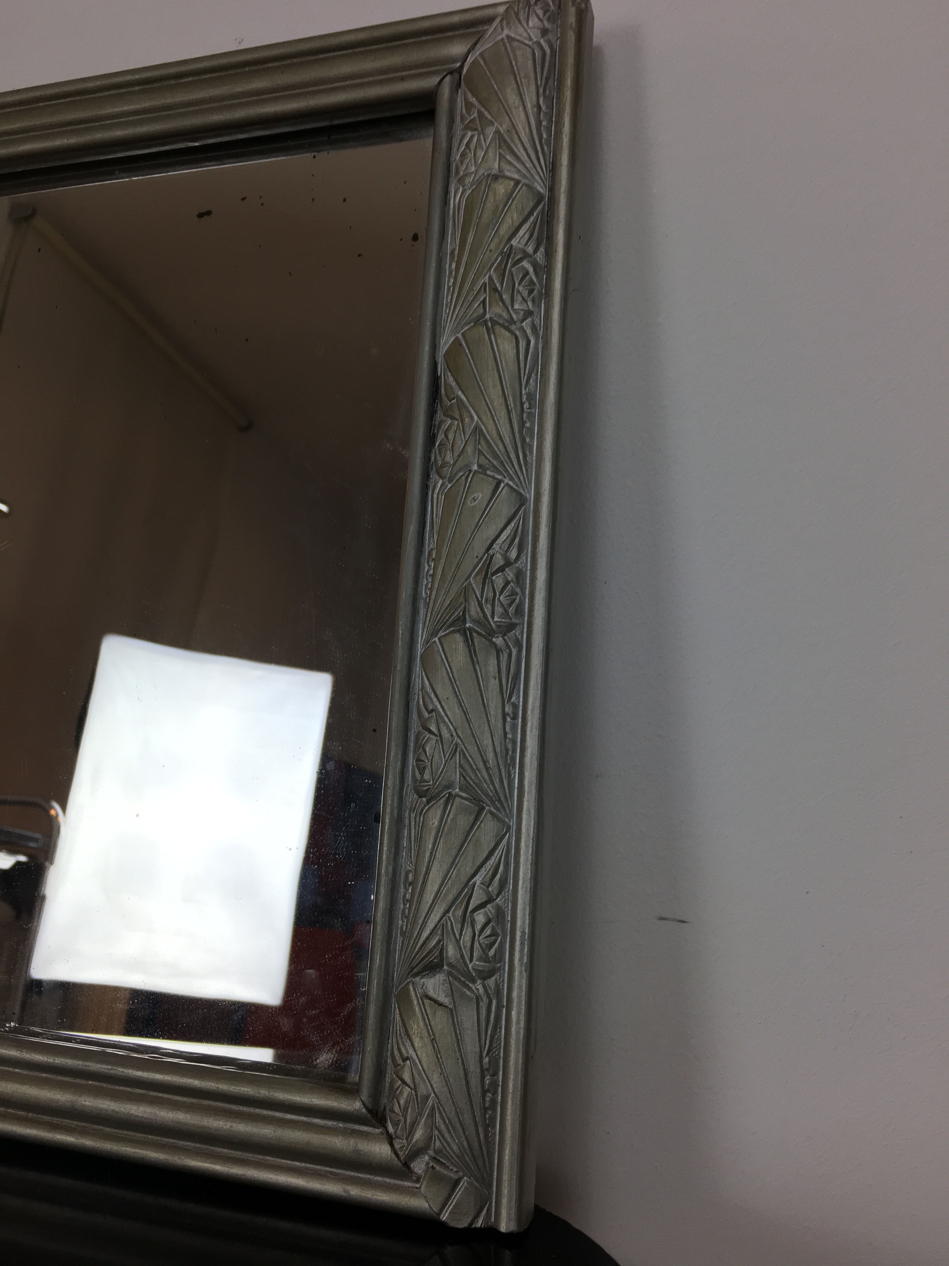 Silver wooden mirror 53x34 cm Art Deco style