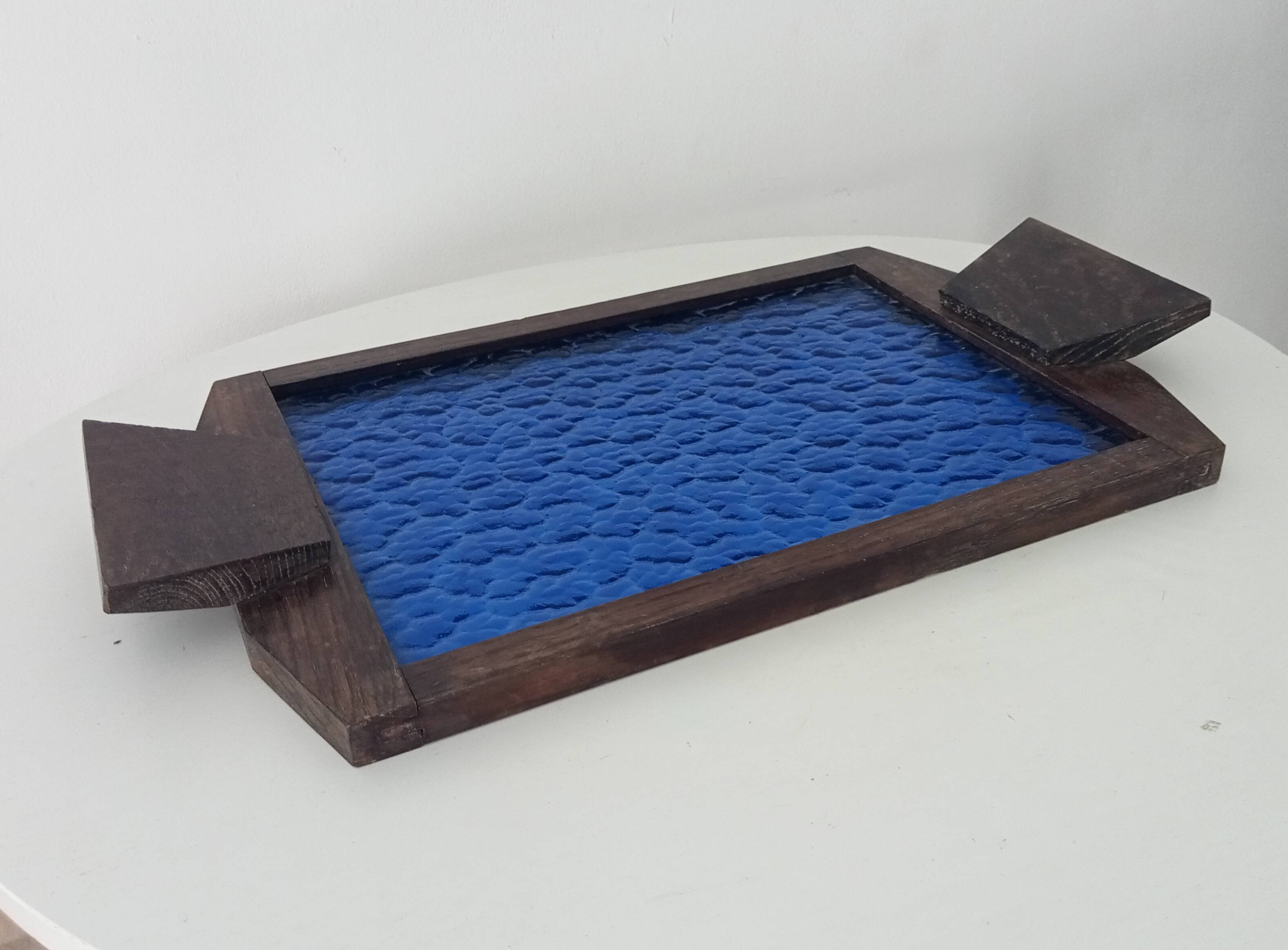 Art deco cathedral glass serving tray 1940s/1950s