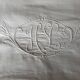 Old linen blend curtain, monogram "HL" (230x330)