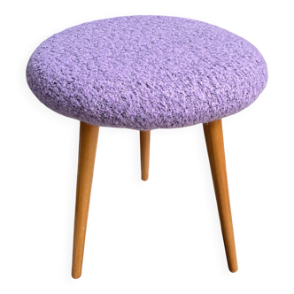 Purple wool round stool 1960s