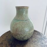 Signed enamelled and crystallized ball vase
