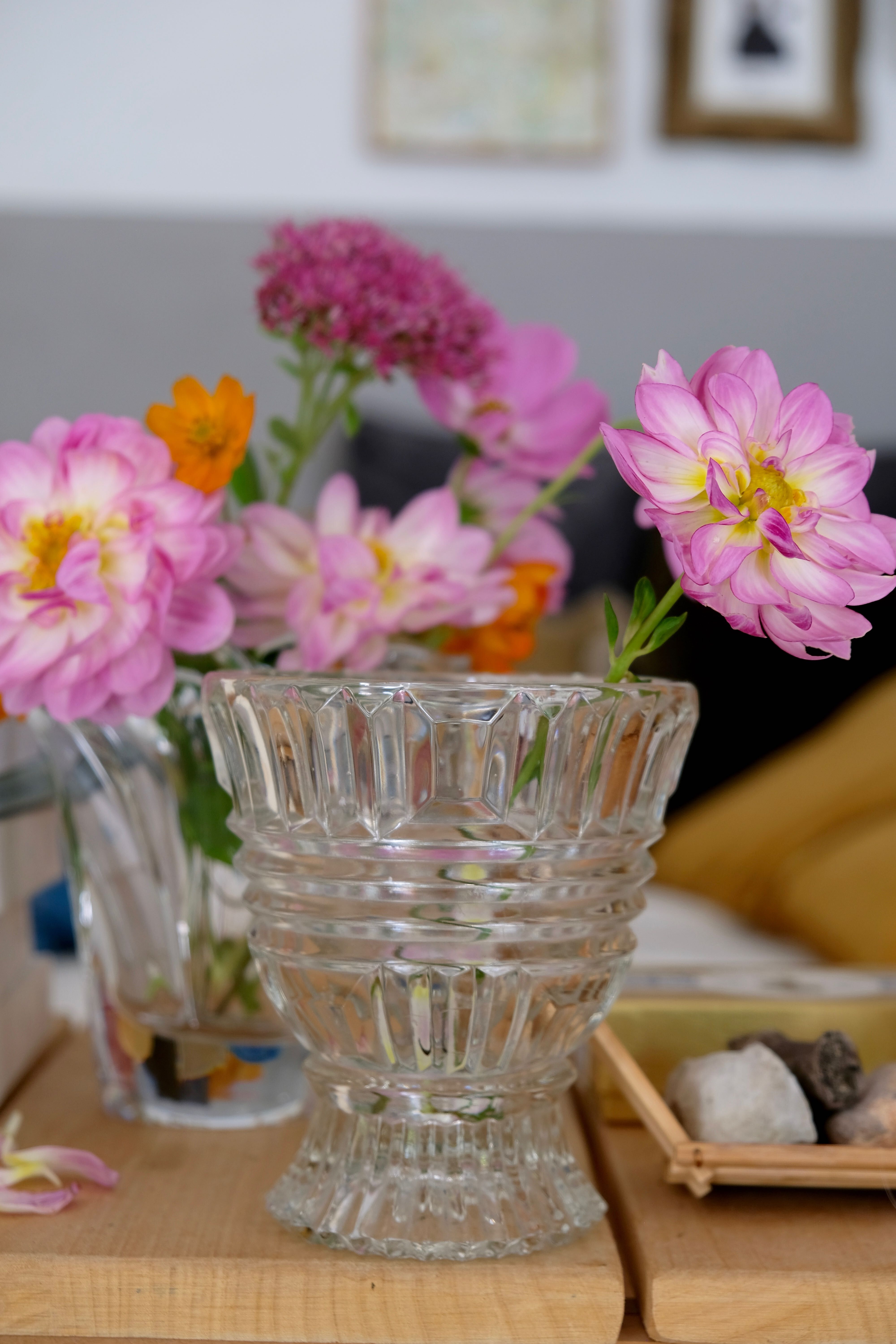 Carved crystal vase from the 50s