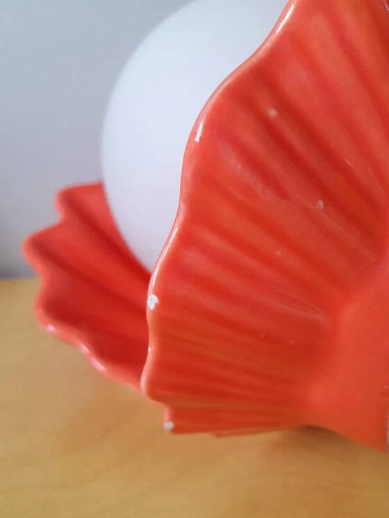 Lampe coquillage en porcelaine et opaline 1980