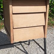 Desk 3 drawers wood and black metal year 50 vintage