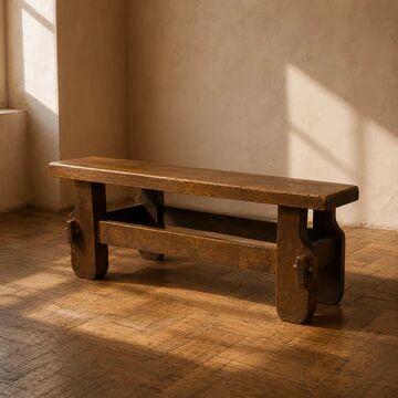 Brutalist coffee table in solid oak, 1970s