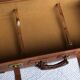 Vintage suitcase 1960 havana gold leather with bellows