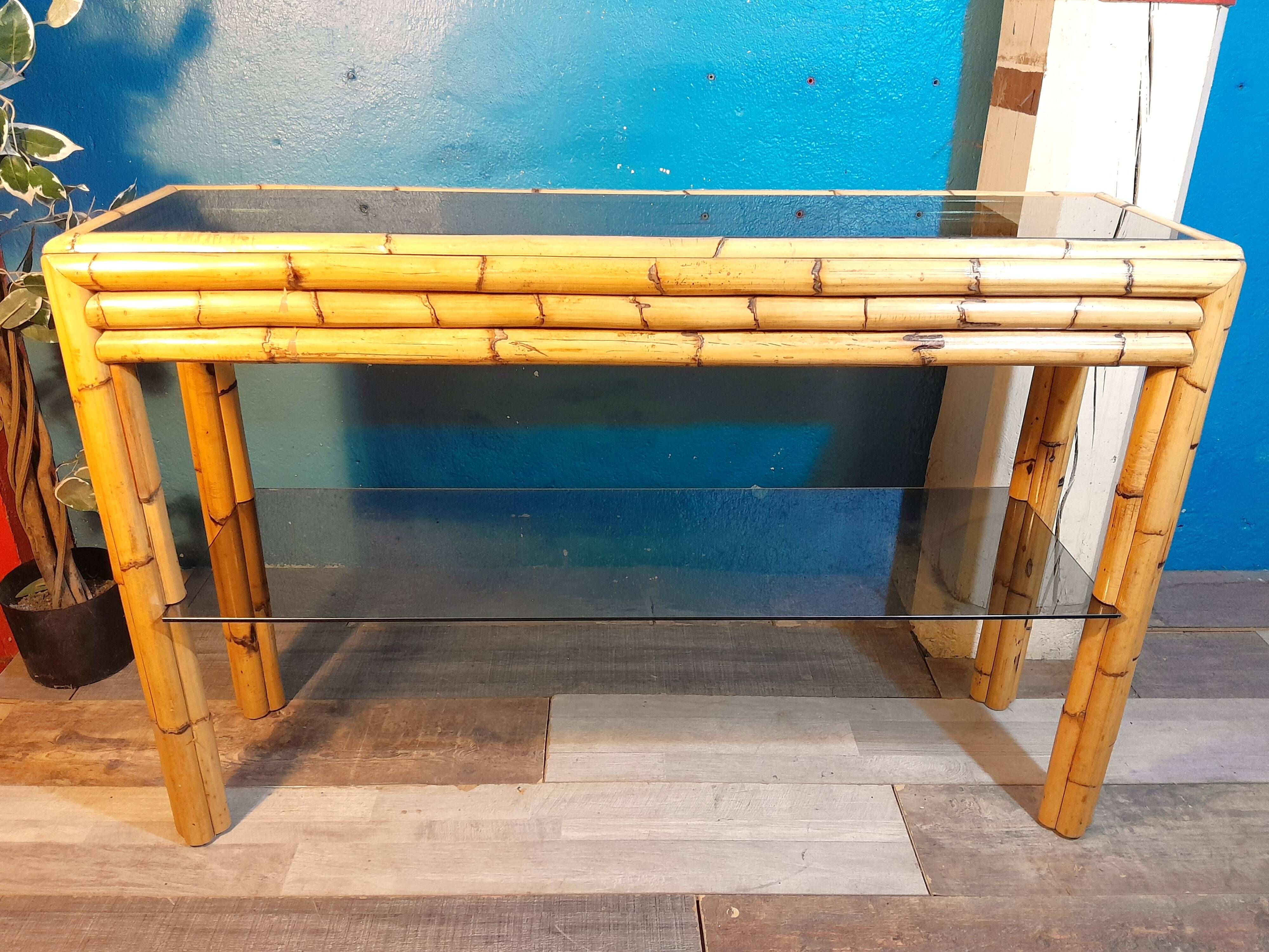 Bamboo console Vivai del Sud 1970s