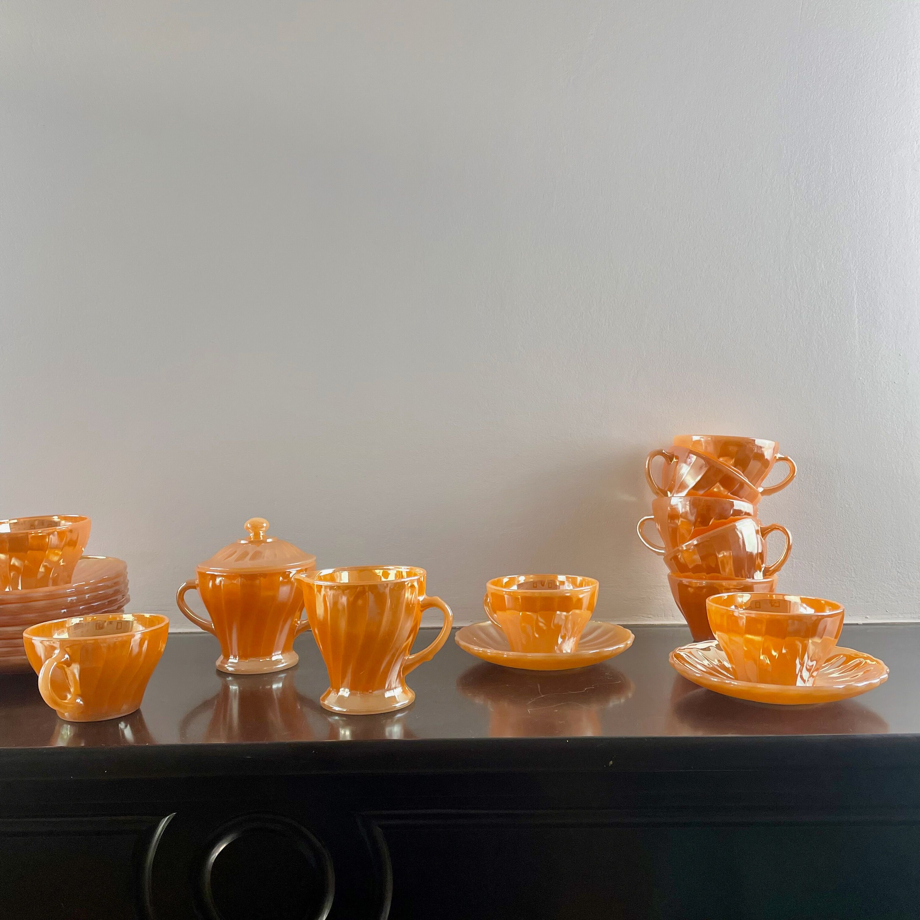 Anchor Hocking Pearl Orange Tea/Coffee Service