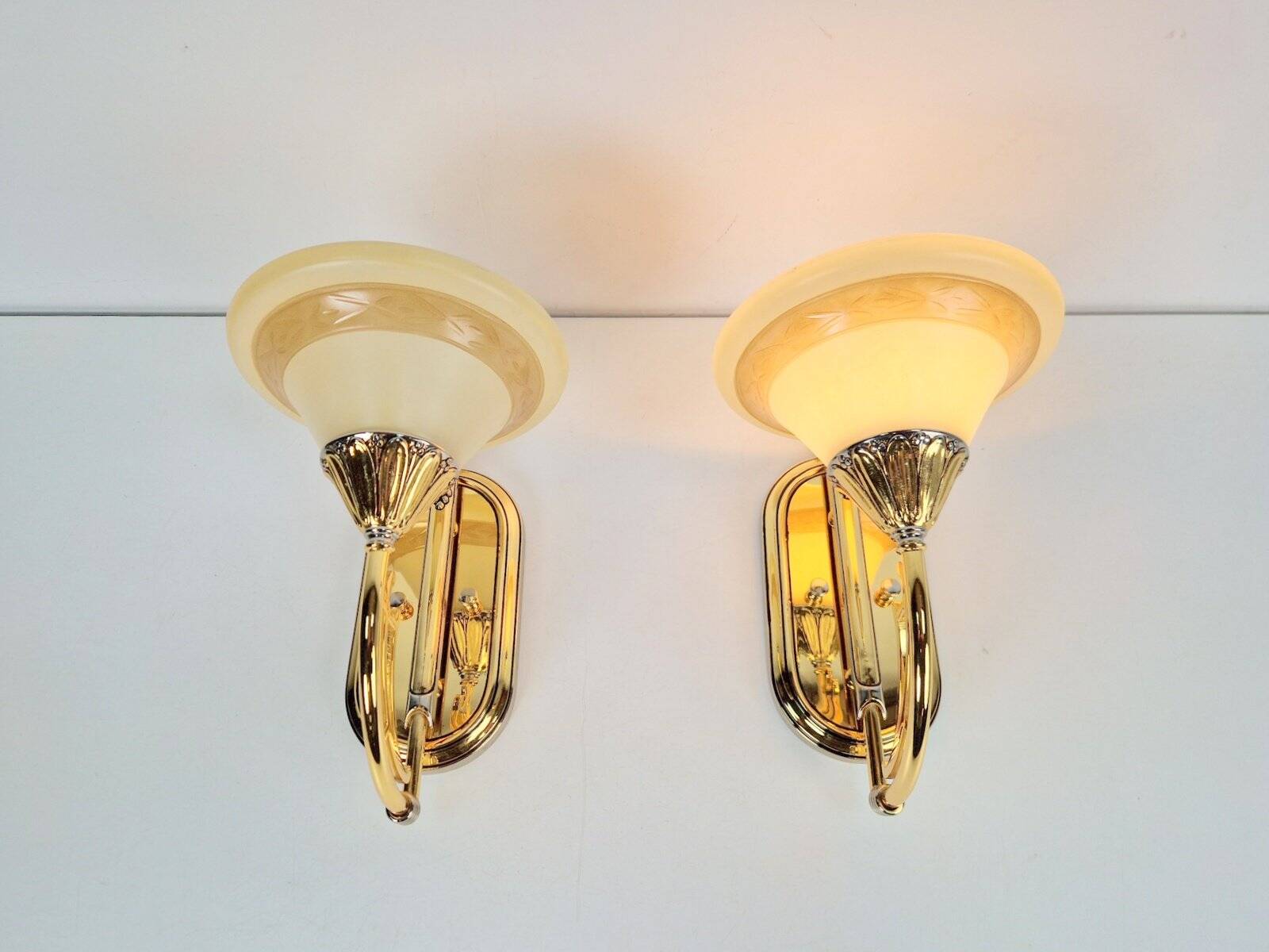 Art Nouveau Regency Brass Wall Lamps by Bejorama Lighting, Spain, 1970s, Set of 2