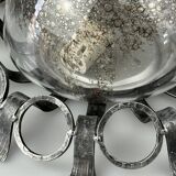 60s 70s Brutalist wall lamp or ceiling lamp made of iron & glass design