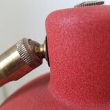 Vintage laying lamp in brass and grainy red aluminum - 50s
