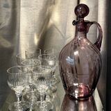 Set of 7 liqueur or drop glasses in chiseled glass table art