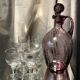 Suite de 7 verres a liqueur ou goutte en verre cisele art de la table