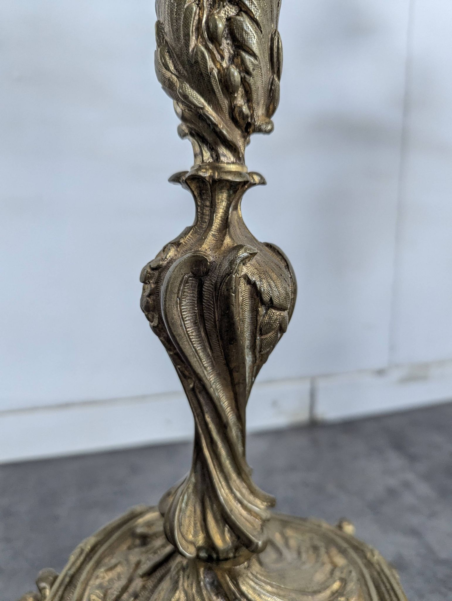 Pair of Candle Holders or Candelabra in Gilded Bronze