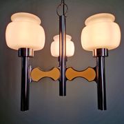 Lustre Space Age in chrome metal and opaline, G. Sciolari, 1970