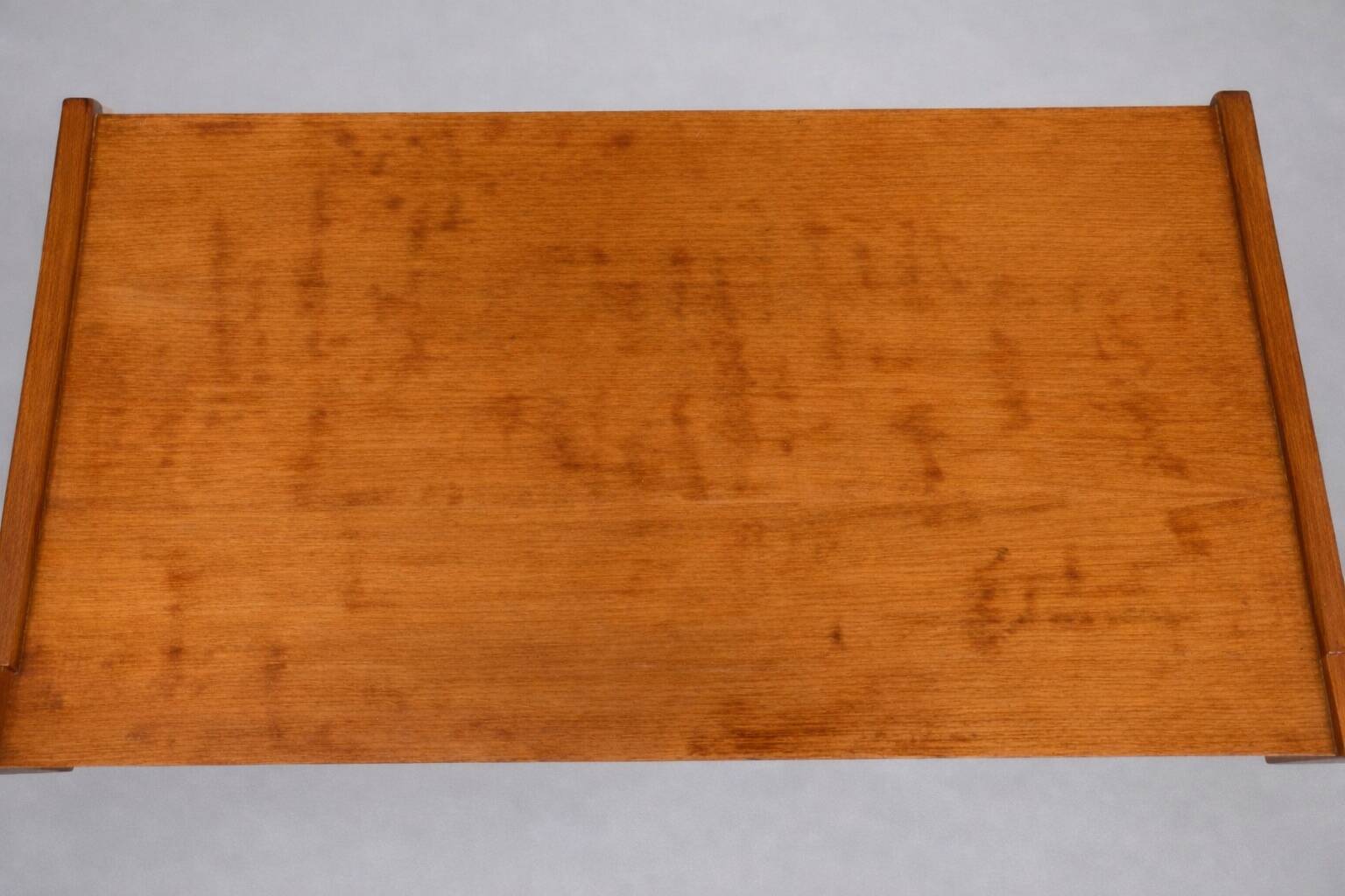 Vintage 1960s Scandinavian-style desk – 2 drawers – black tapered legs