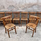 Series of 8 chairs bistro wood curve