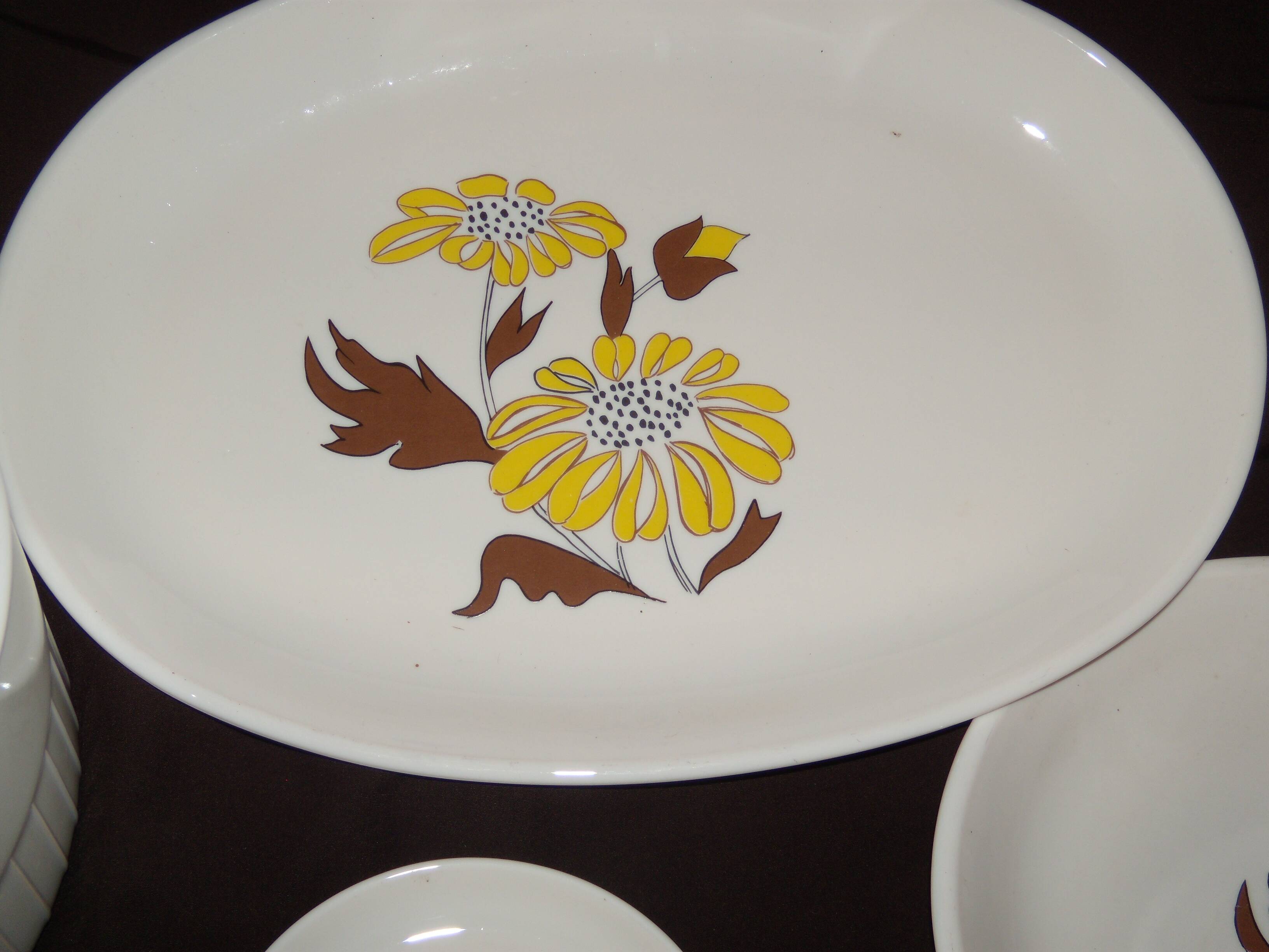 Sovirel vintage dinnerware set with yellow and brown daisy decor 21 pieces