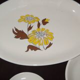 Sovirel vintage dinnerware set with yellow and brown daisy decor 21 pieces