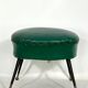 Vintage Italian green leatherette pouf with brass feet from 50s