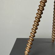 Midcentury wood turned barley twist side table with cork screw legs 1950s