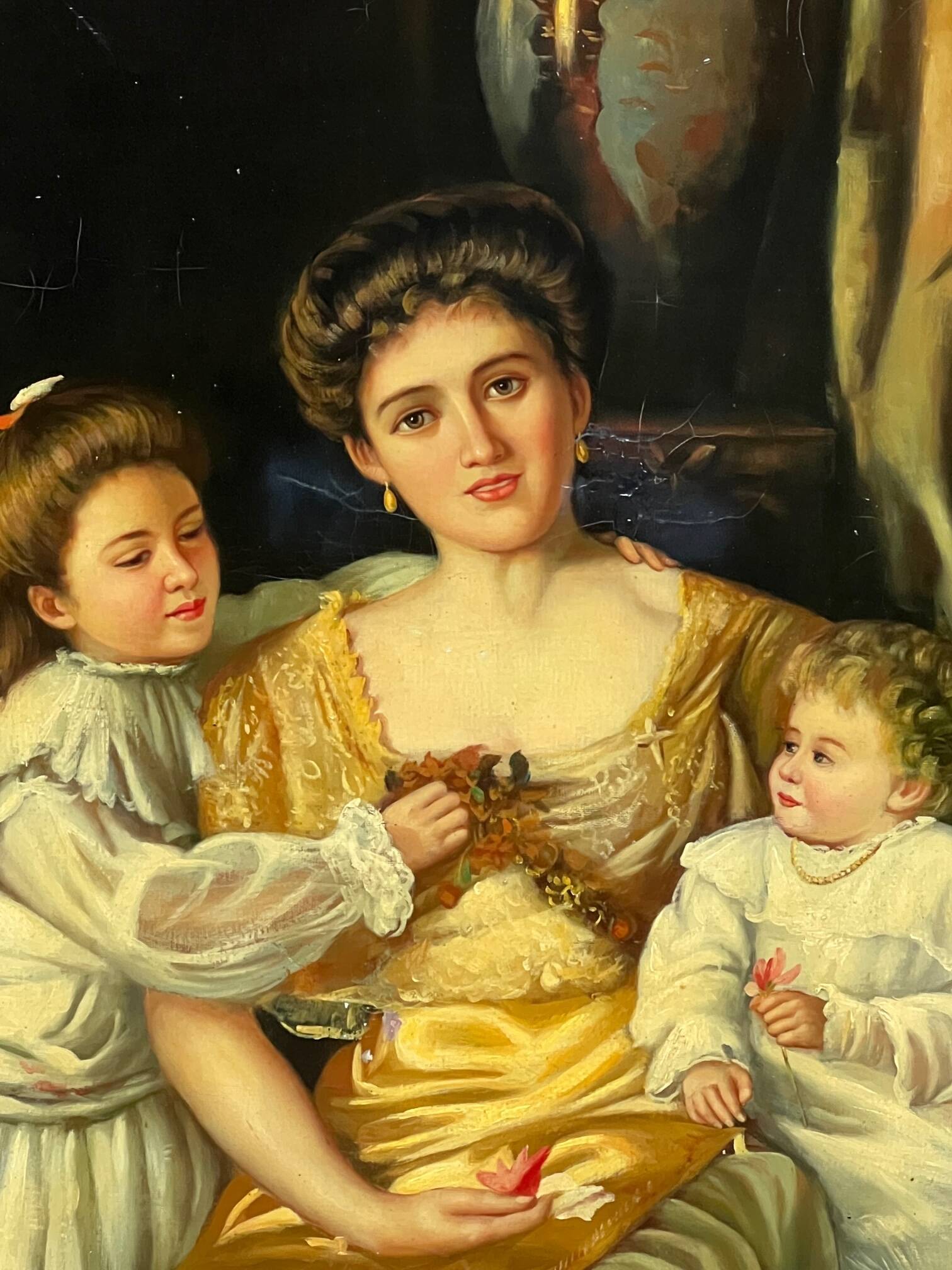 Painting "Family scene". Oil on canvas.