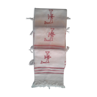 Cotton towels honeycomb and fringes monogram F
