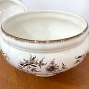Soup tureen / Vegetable dish in earthenware - Sarreguemines - 1940s/50s